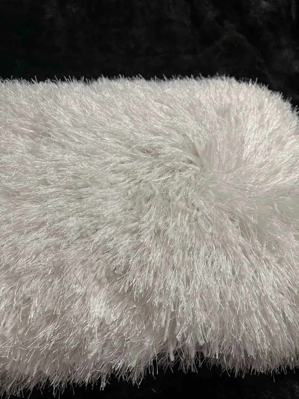 Mina Victory  Shag Pillow Cover Feathery  White lumbar New